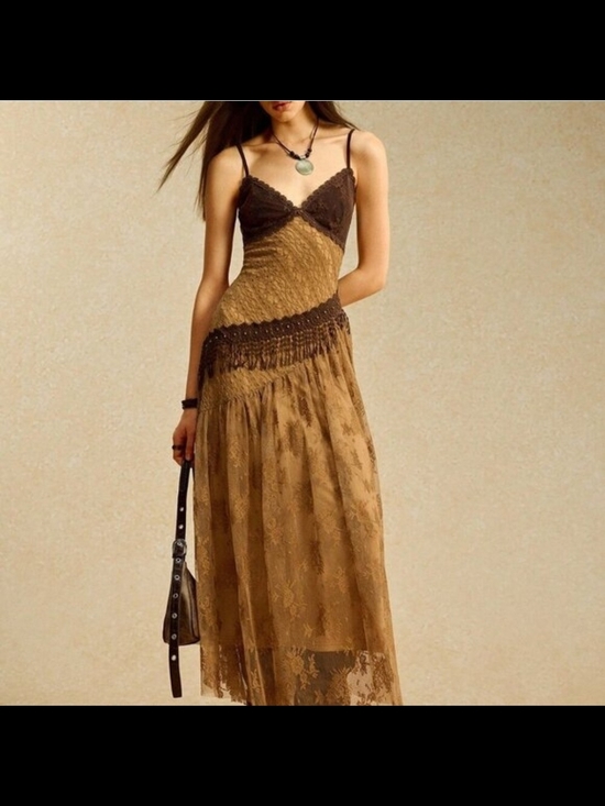 Dresses & Skirts - Young Threads Patchwork Denim Boho Midi Dress Size 6/M